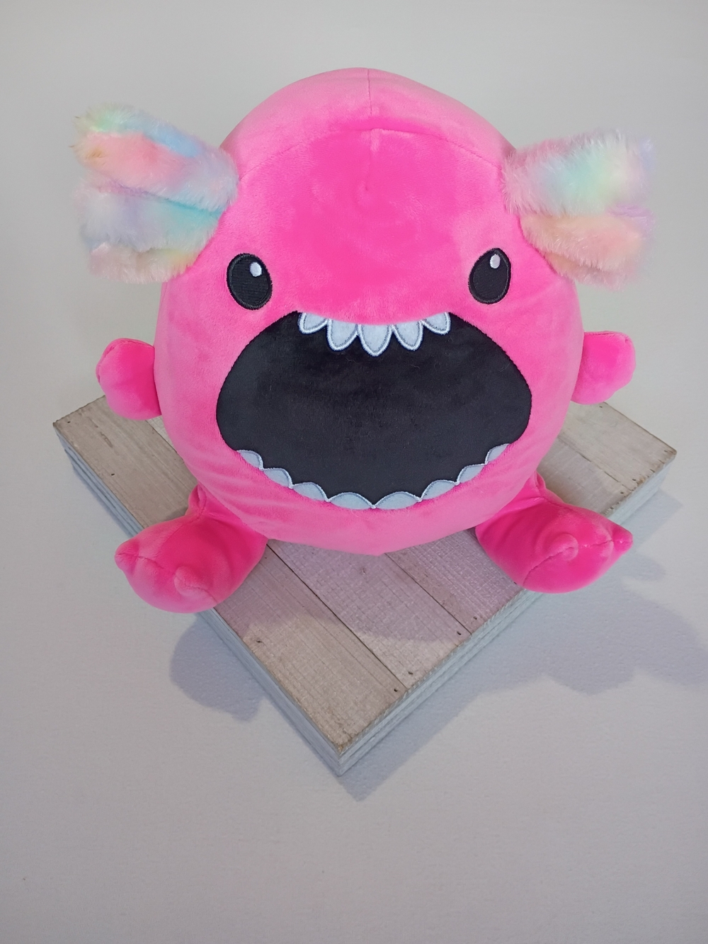 Russ Pink Screaming Axolotl With Teeth And Rainbow Gills Stuffed Animal